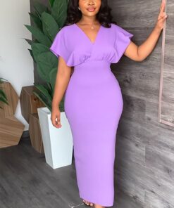 Sexy Low Back High Waist Slim Chic Women'S Slit Evening Dress